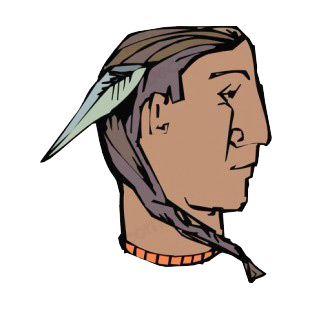 Native American with feather portrait drawing listed in symbols and history decals.