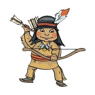 Native American with bow and arrows listed in symbols and history decals.
