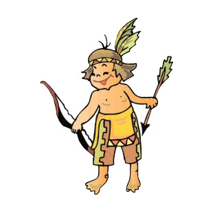 Native American boy with bow and arrow listed in symbols and history decals.