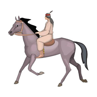 Native American on horse listed in symbols and history decals.