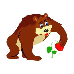 Bear picking strawberry listed in more animals decals.