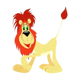 Smiling lion with red mane listed in more animals decals.