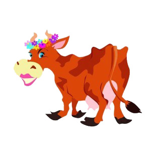 Cow with flower crown and lipstick listed in more animals decals.