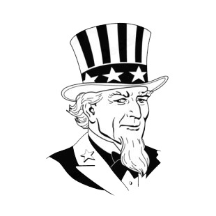 United States Uncle Sam face portrait listed in symbols and history decals.