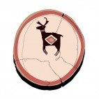 Native American pottery with moose logo, decals stickers