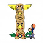 Boy and girl looking at totem pole, decals stickers