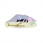 Native Americans hiking trough snow, decals stickers