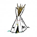 Native American teepee with horse symbols, decals stickers