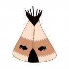 Native American teepee with buffalo symbols, decals stickers