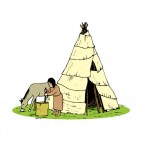 Native American teepee with woman and horse, decals stickers