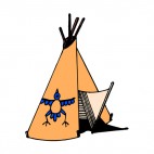 Native American teepee with bird symbol, decals stickers