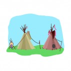 Native American white and pink teepees, decals stickers