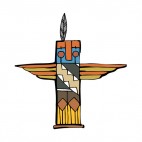 Native American totem pole with feather, decals stickers