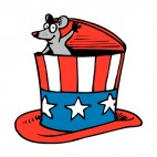 United States Uncle Sam hat with mouse coming out, decals stickers