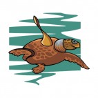 Brown turtle swimming, decals stickers