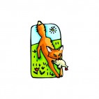 Fox with chicken in his mouth, decals stickers