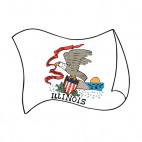 Illinois state flag waving, decals stickers