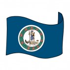 Virginia state flag waving, decals stickers
