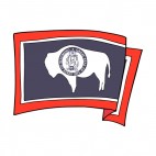 Wyoming state flag waving, decals stickers