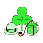 Derby Hat  Shamrock Pipe and Green beer mug, decals stickers