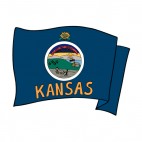 Kansas state flag waving, decals stickers