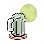 Green beer mug with shamrock logo, decals stickers
