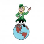 Leprechaun on world, decals stickers