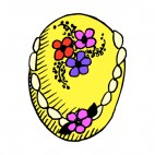 Yellow egg with flowers, decals stickers