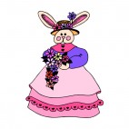 Bunny lady with hat and pink dress, decals stickers