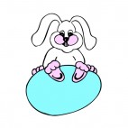 Bunny sitting on blue egg, decals stickers
