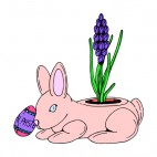 Bunny planter with flower, decals stickers