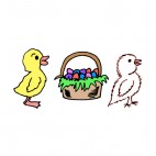 Yellow and white chicks with easter egg basket, decals stickers
