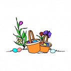 Easter egg basket with flower, decals stickers
