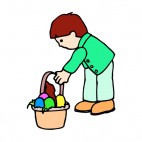 Boy picking up easter egg basket, decals stickers