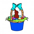 Easter egg basket with chocolate bunny, decals stickers