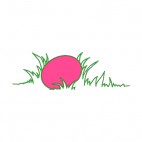 Pink easter egg laying on grass, decals stickers