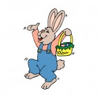 Bunny with easter egg basket dancing, decals stickers