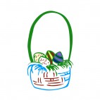 Easter egg basket with multi colored eggs drawing, decals stickers