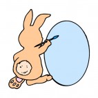 Bunny painting egg in blue, decals stickers