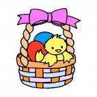 Easter egg basket with purple buckle and chick, decals stickers