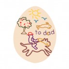 Easter egg with to dad drawing , decals stickers