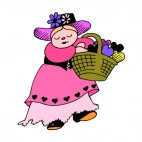 Women with easter basket, decals stickers