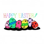Happy Easter muti colored writing and eggs, decals stickers