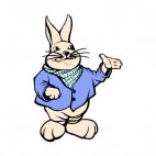 Bunny with blue jacket and green scarf, decals stickers
