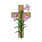 Crucifix and pink lilies, decals stickers