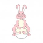 Pink bunny with pink and white easter egg basket, decals stickers