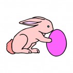 Pink bunny with purple easter egg, decals stickers