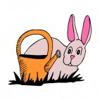 Pink bunny with watering can, decals stickers