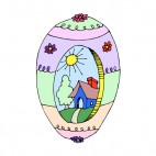 Easter egg with house drawing, decals stickers