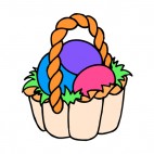 Easter egg basket with multi colors eggs, decals stickers